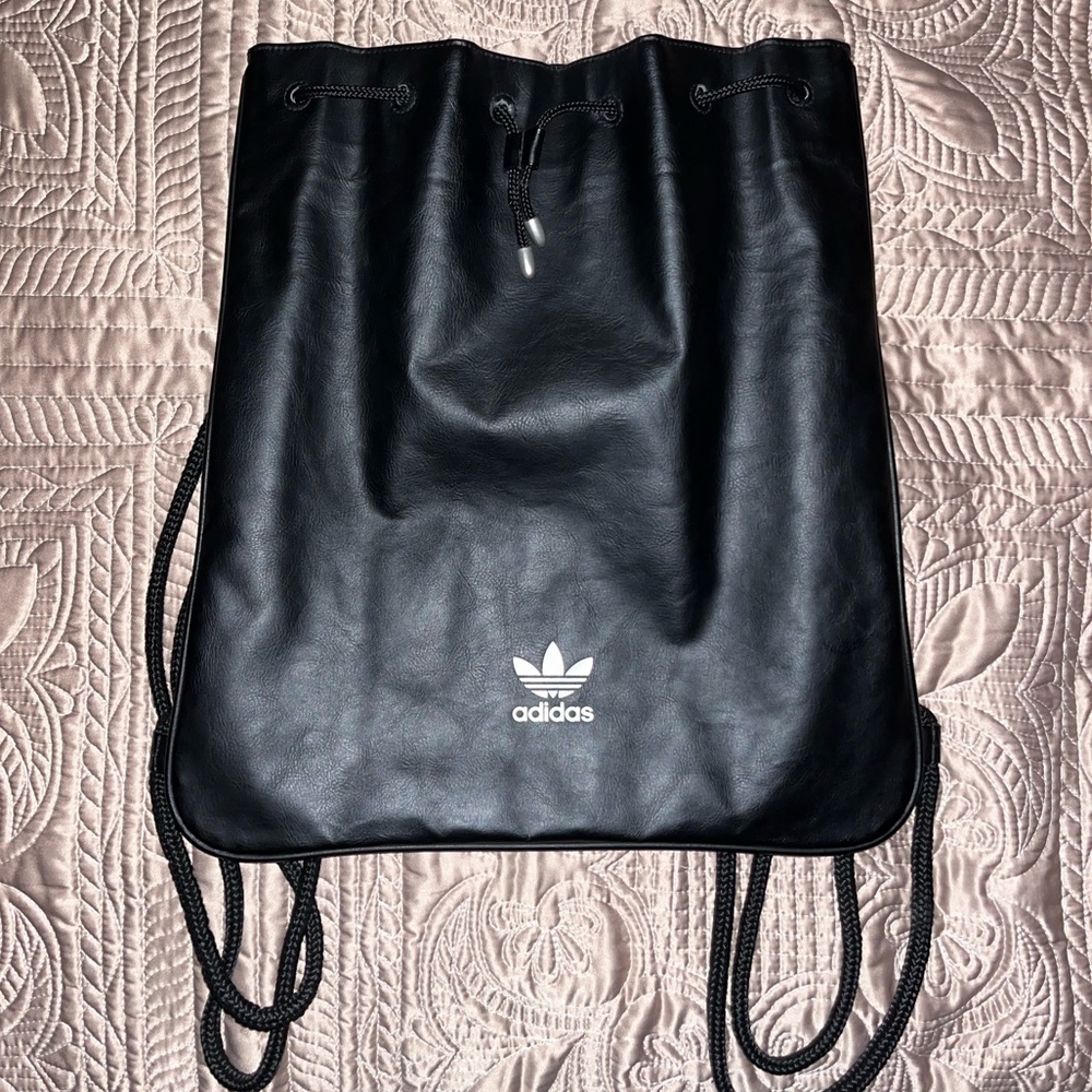 Adidas Faux Leather Drawstring Backpack